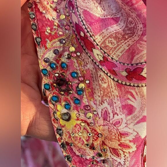 Camilla Silk Pink Paisley Embellished Skirt Size M - Picture 2 of 6